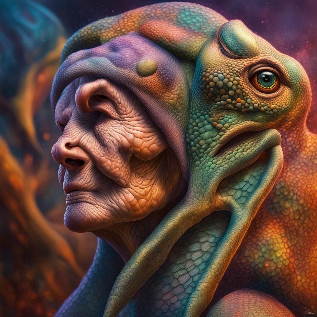 Reptilian Elder Woman Warrior from Another Dimension