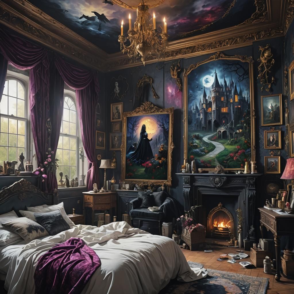 Fairytale Canvas in Gothic Bedroom: Digital Matte Painting