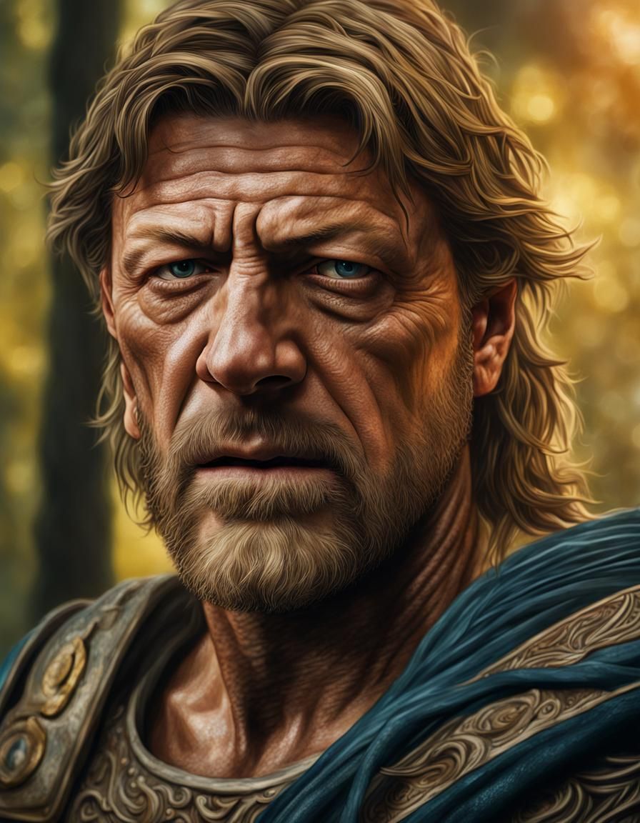 Hyperrealistic Odysseus in Troy Splash Art