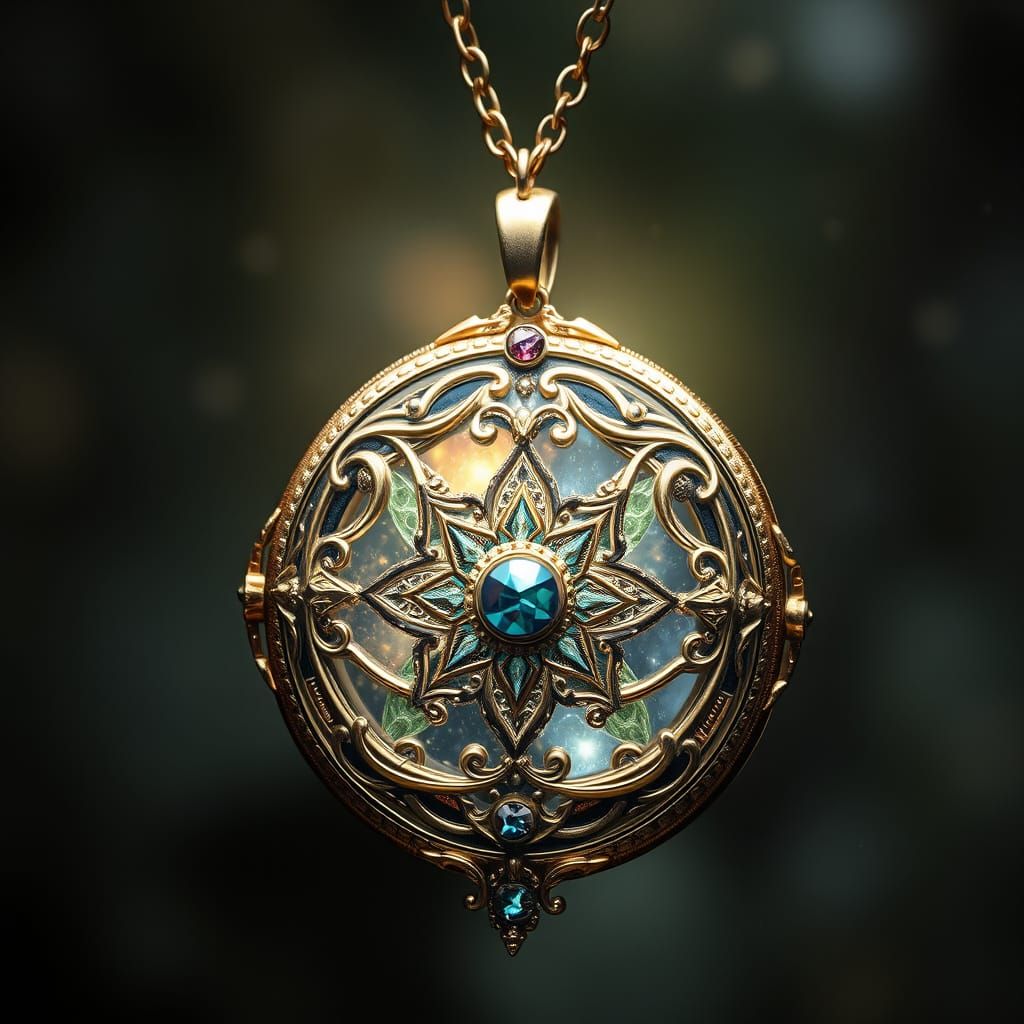 Golden Fantasy Locket Radiates Ethereal Aura