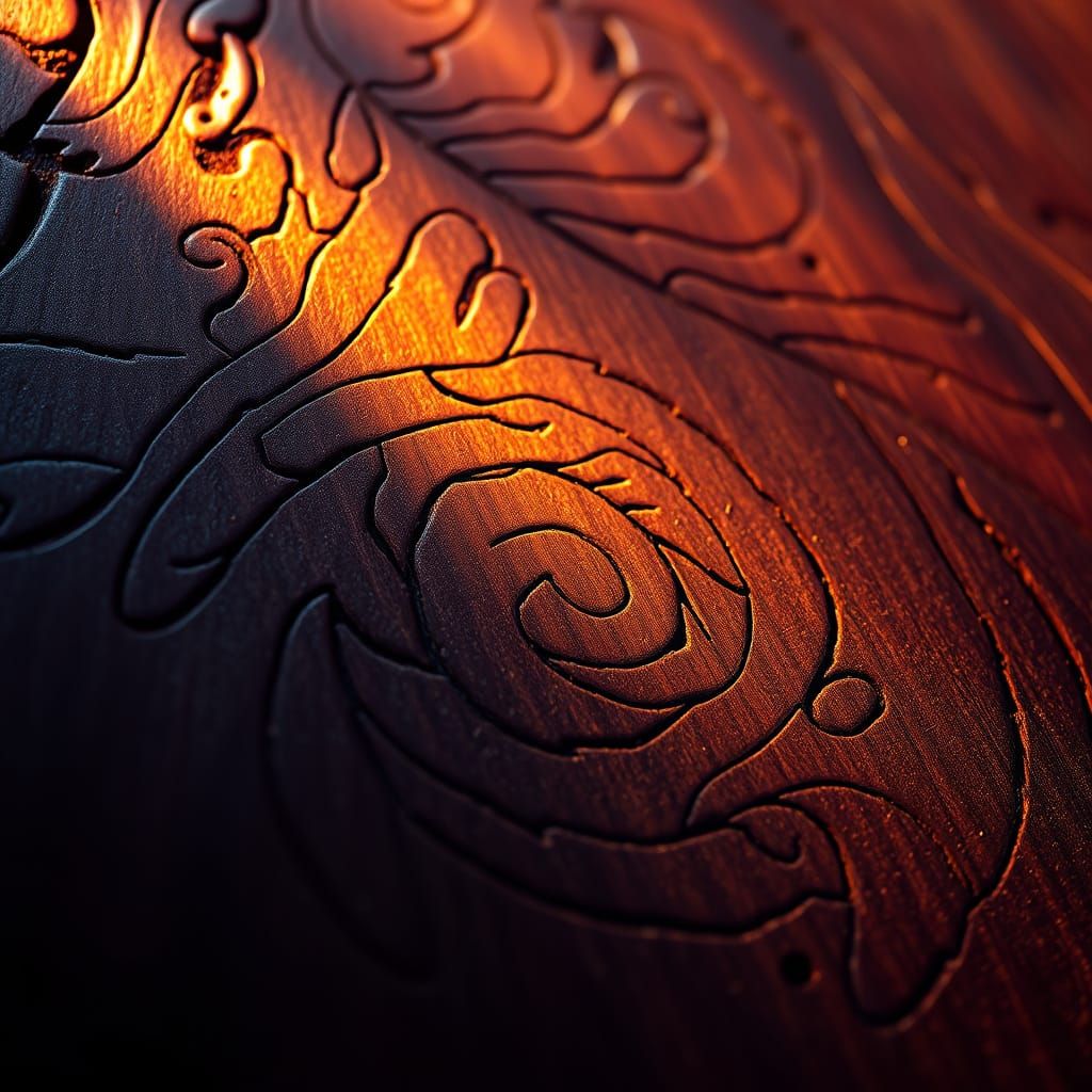 Mahogany Wood with Intricate, Swirling Grain Pattern in a Dr...