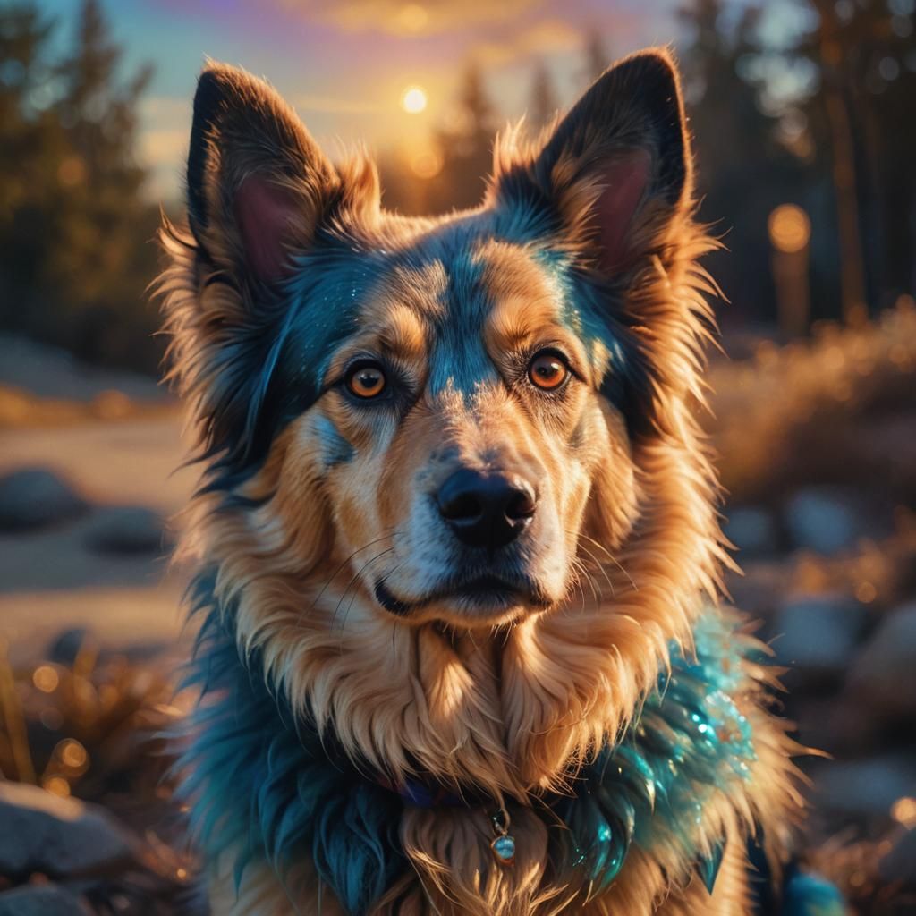 Proud Dog Portrait in Sunset Lighting