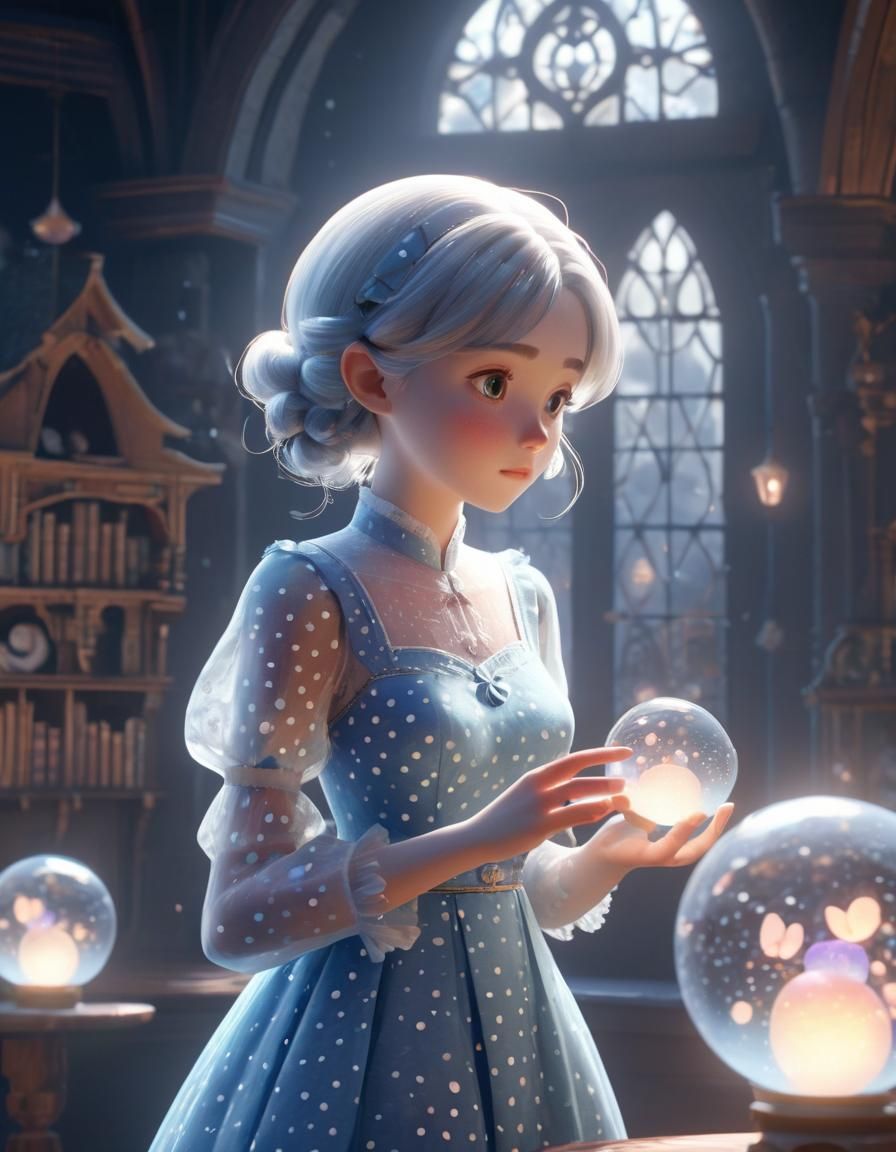 Enchanting Orb: A Whimsical 3D Anime Scene