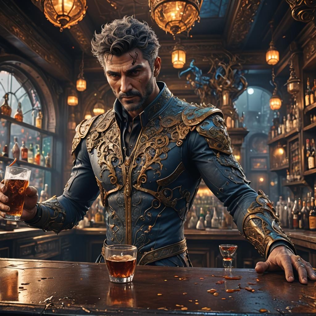 Ultra Detailed 3D Man at Bar in Unreal Engine