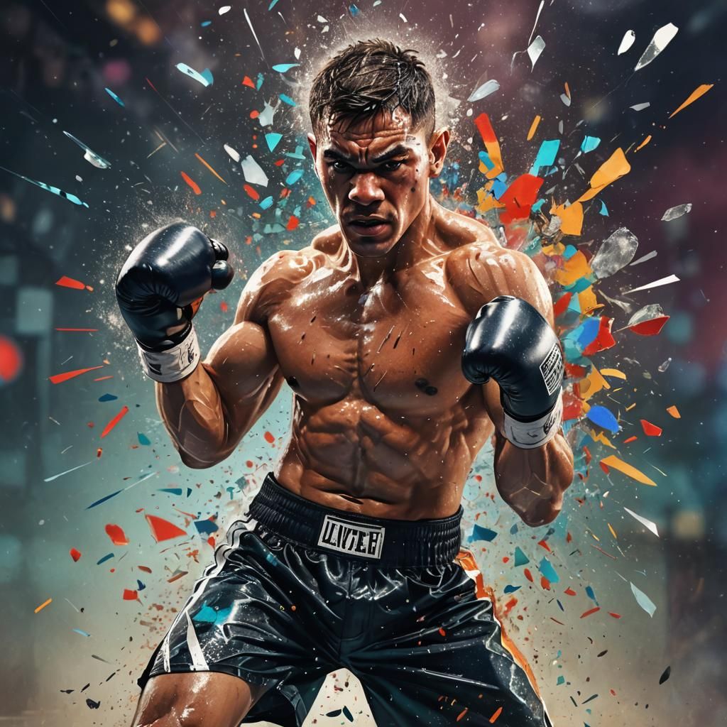 Intense Boxer Punch with Shattered Glass Effect