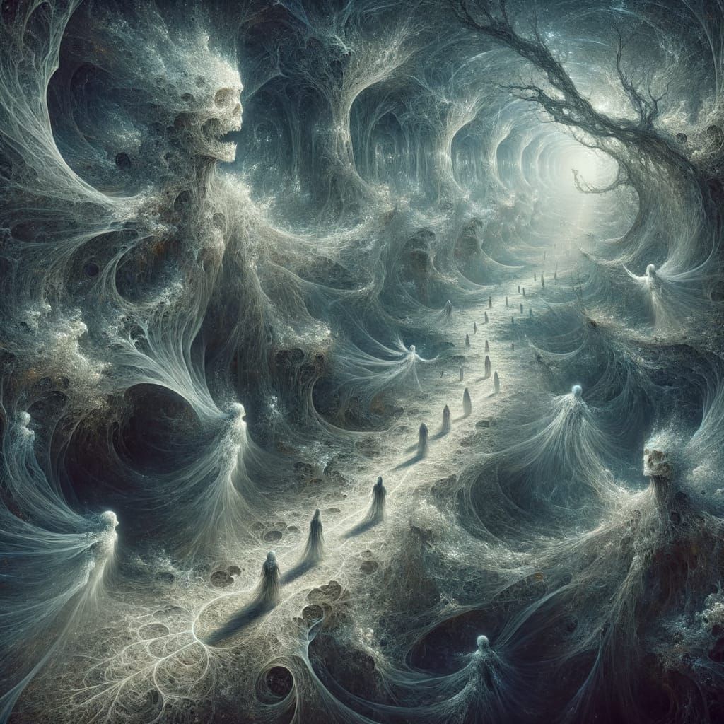 Ethereal Spirits Journey Through Shadowy Mystic Realm