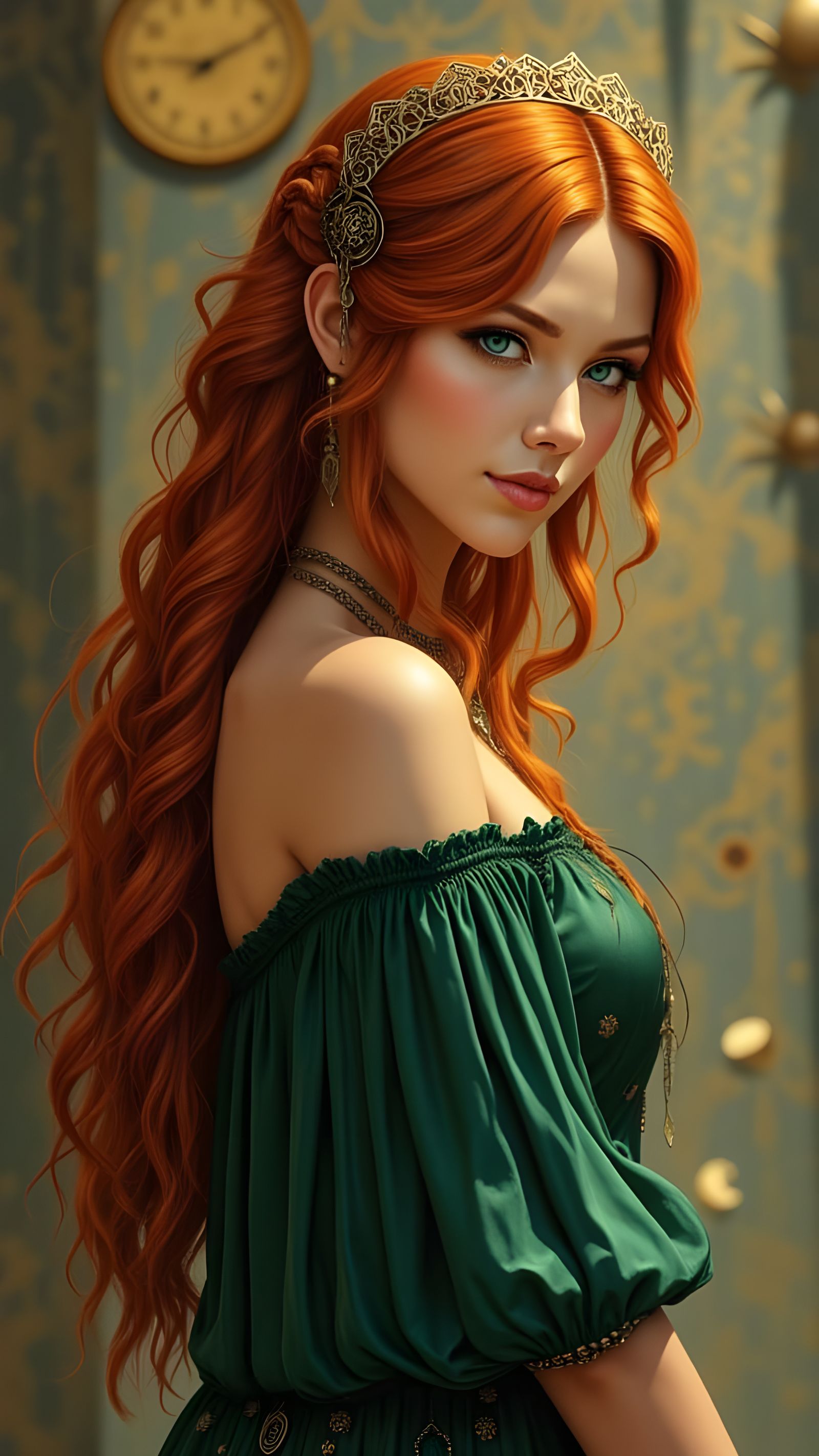 Stunning Norse Goddess Portrait in Art Deco Style