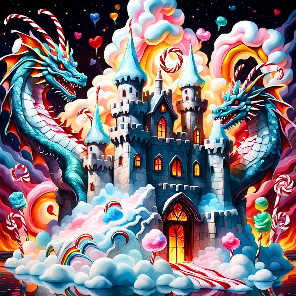 Candy Cane Dragons Guard Cotton Candy Fortress