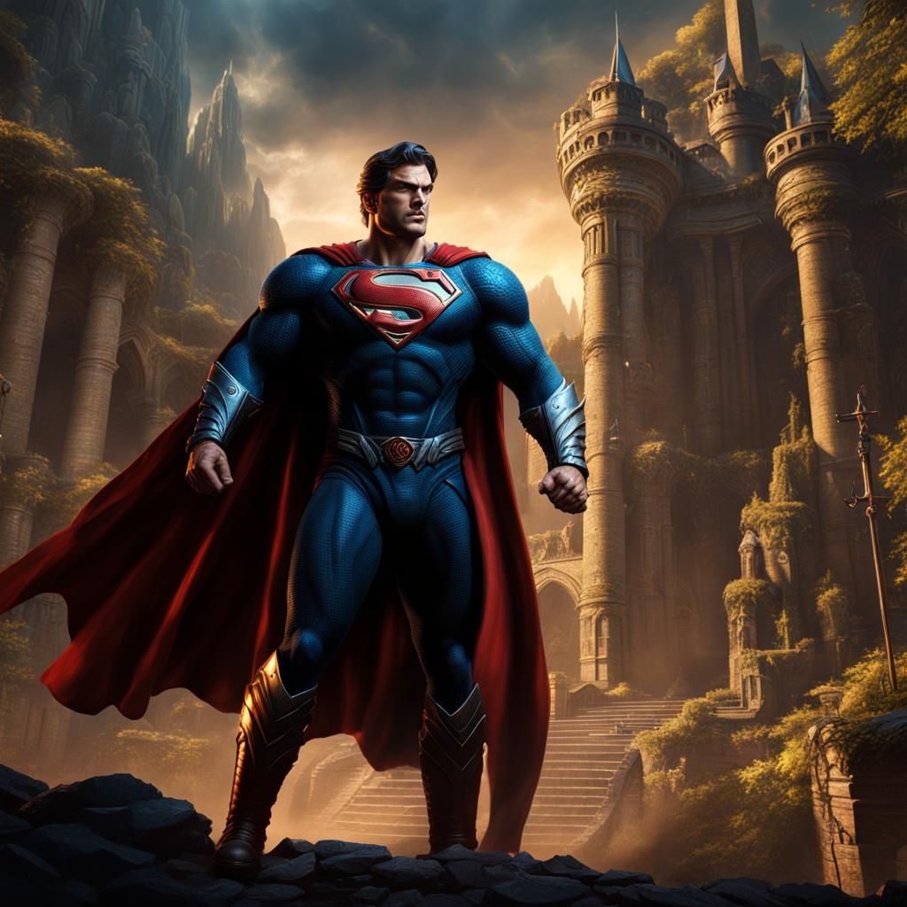 D&D Paladin Superman in Fantasy Art Style