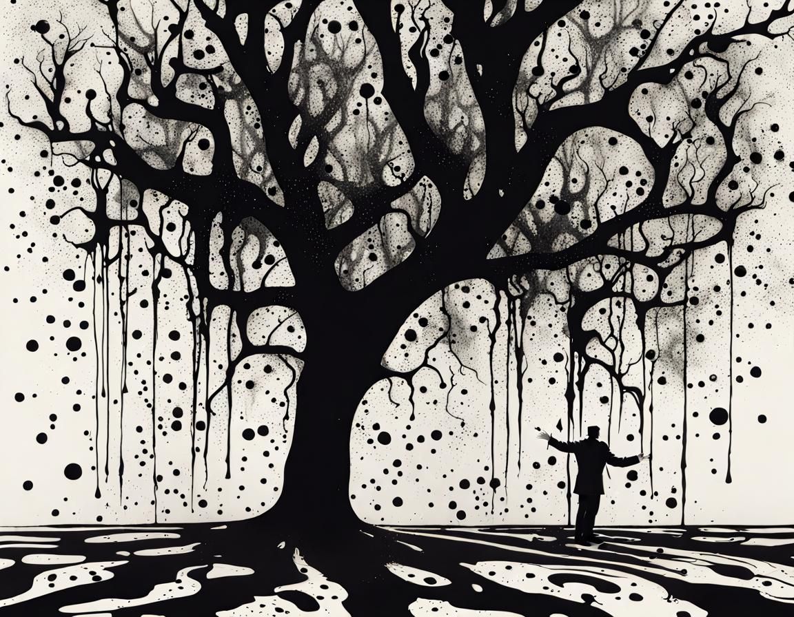 Abstract Ink Splatter in Jackson Pollock Style