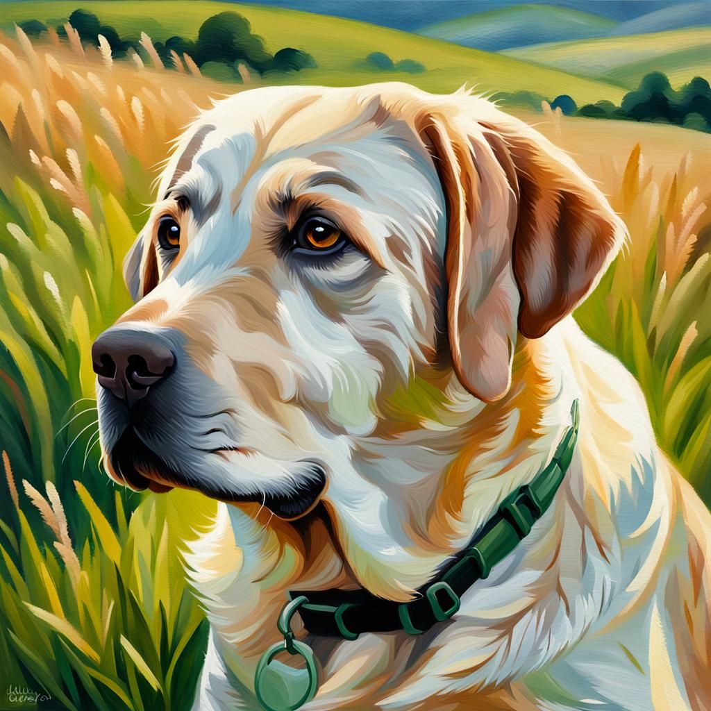 Warm Labrador Portrait in Impasto Oil Painting