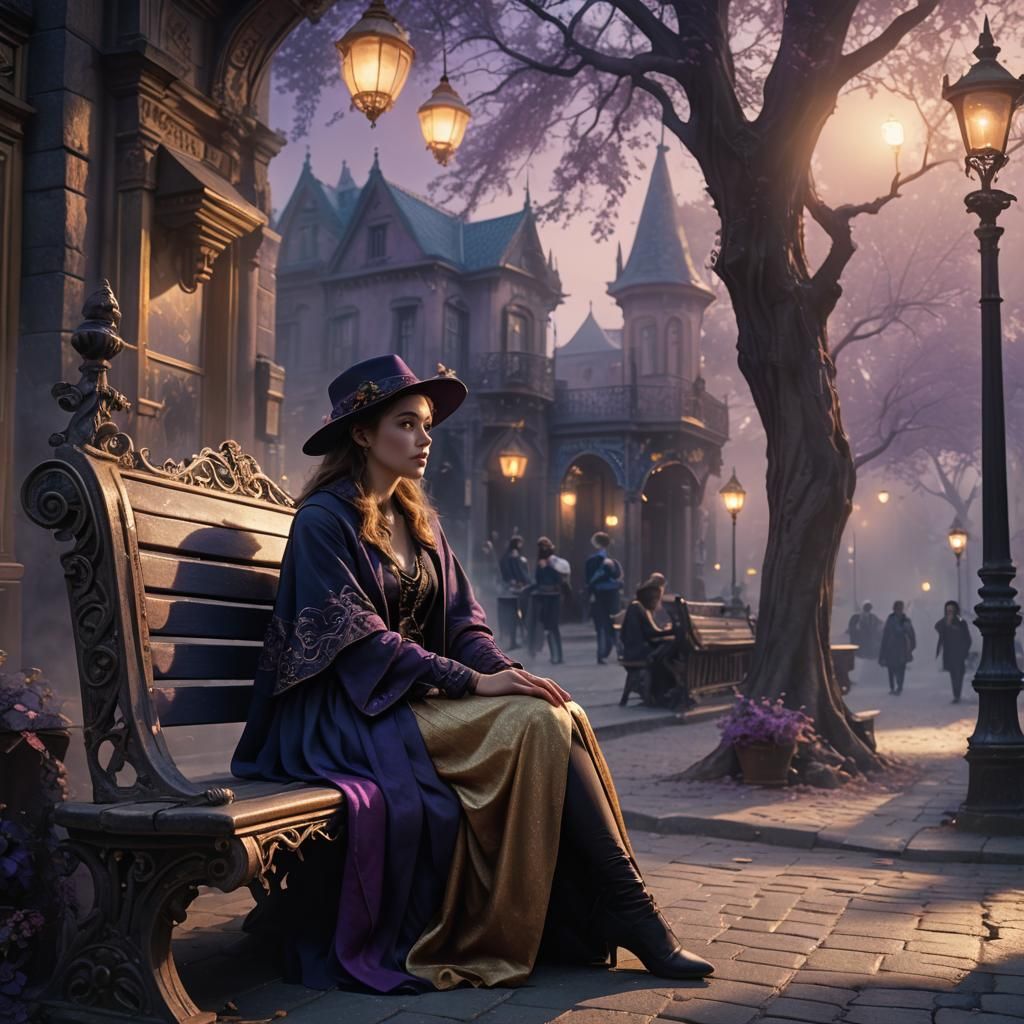 Sad Magician on Mystical Street, Digital Matte Painting