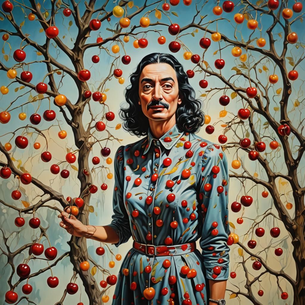 Surreal Cherry Picking Zoo in Dali Style