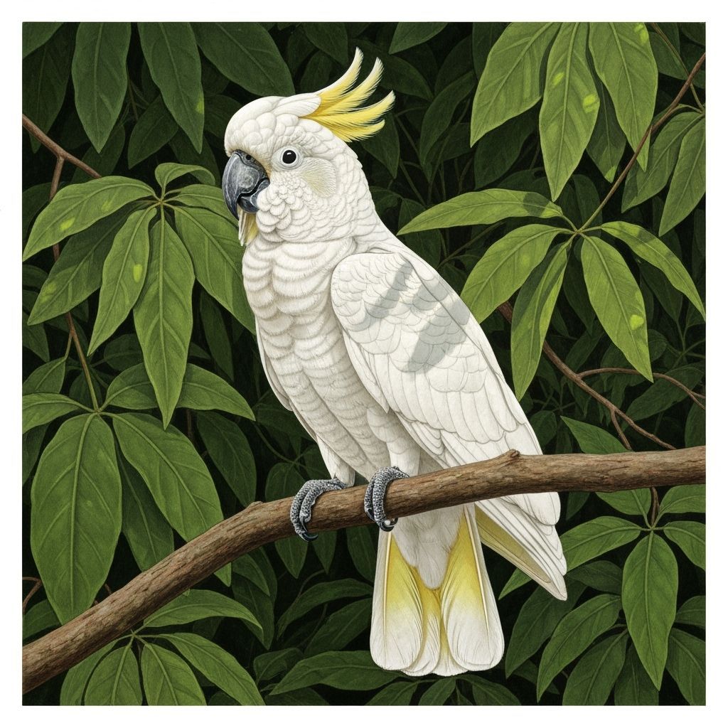 White Cockatoo in the Style of Audubon