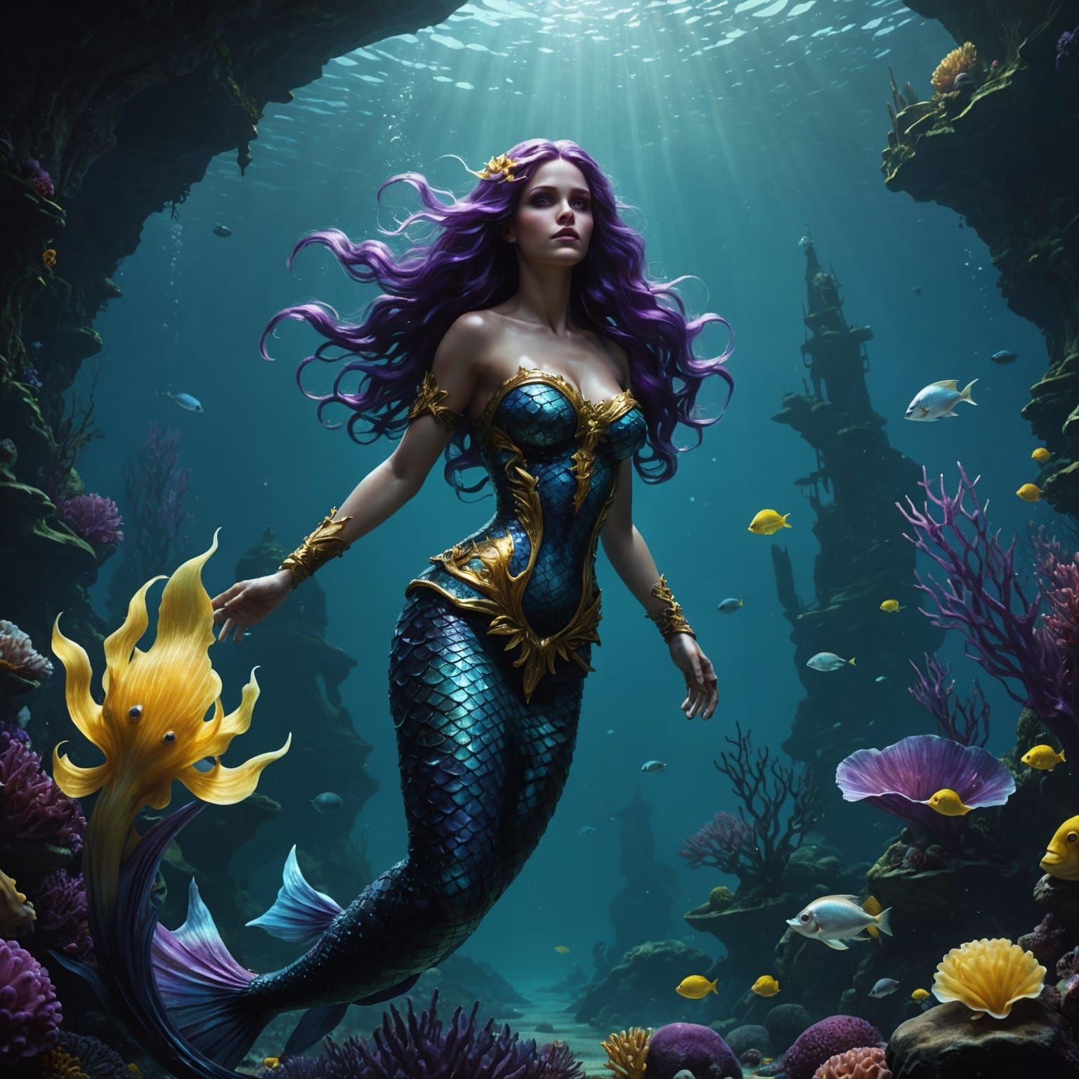 Eerie Deep Sea Mermaid in Dark Fantasy Style