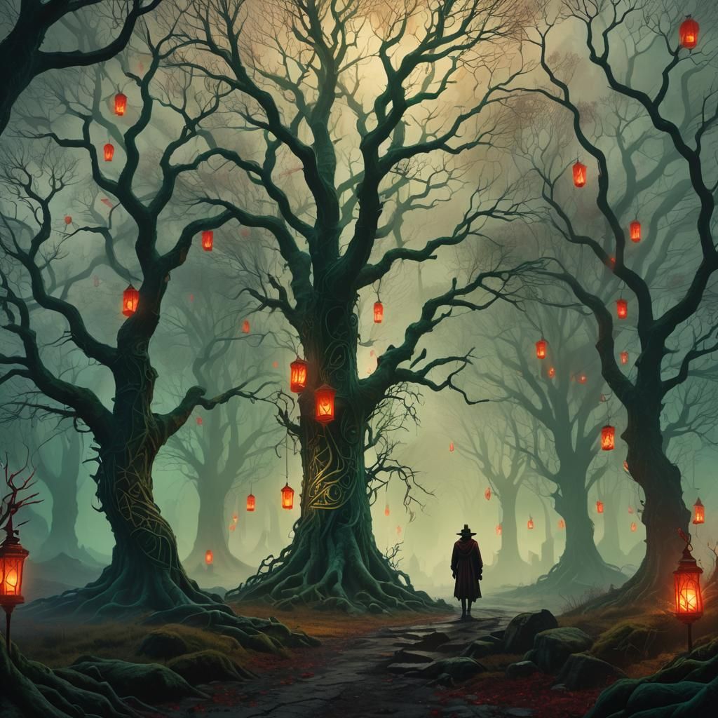 Eerie Crossroads: Mystical Fantasy Concept Art