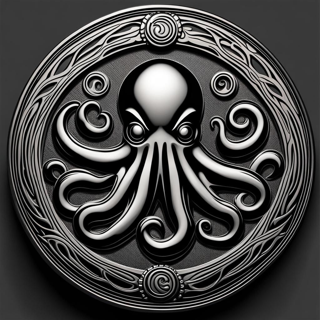 Ominous Eye Coin with Octopus Tentacles