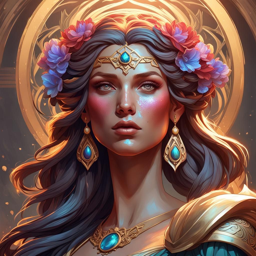 Detailed Portrait of the Goddess of Love and Wisdom