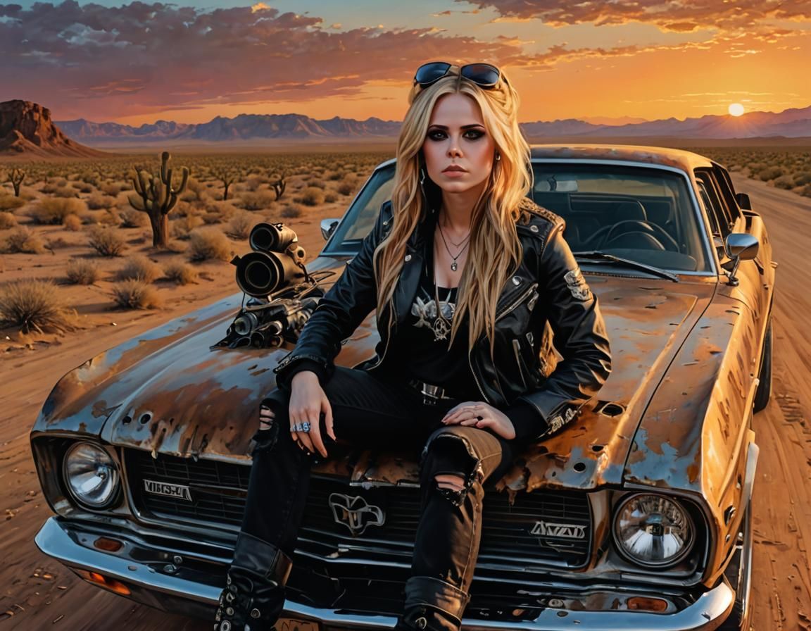 Avril Lavigne as Mad Max Character in Acrylic Painting