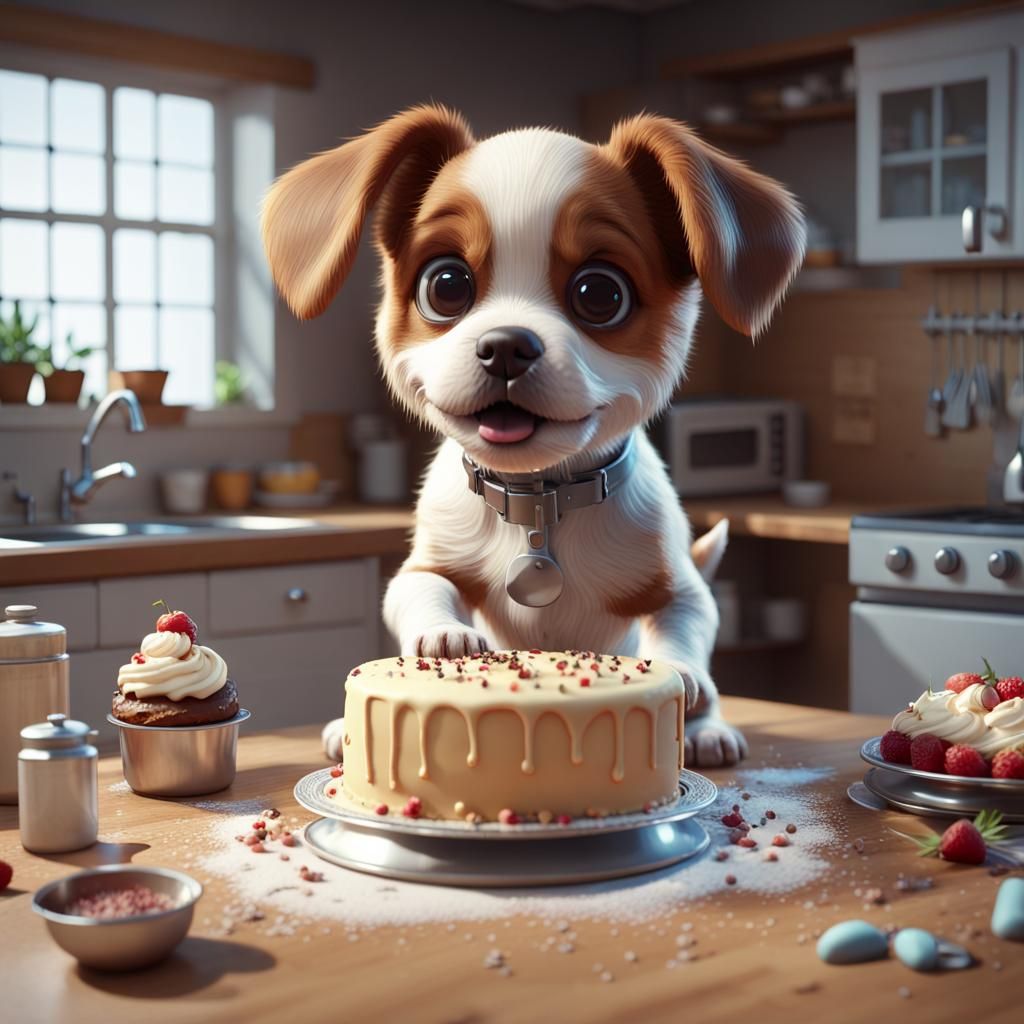 An adorable hungry puppy