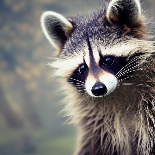 Fluffy Raccoon Portrait in Detailed Matte Painting