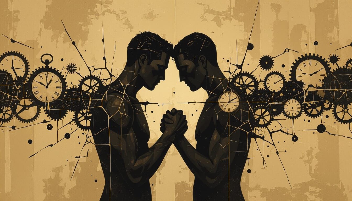 Surreal Noir Lovers Bound by Time's Curse