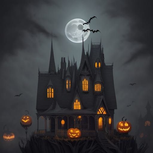 Tim Burton-Inspired Halloween Character on Rooftop