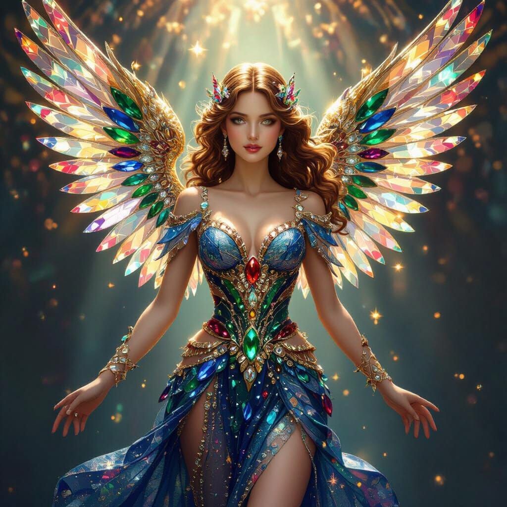 Gemstone Angel Bathed in Ethereal Light