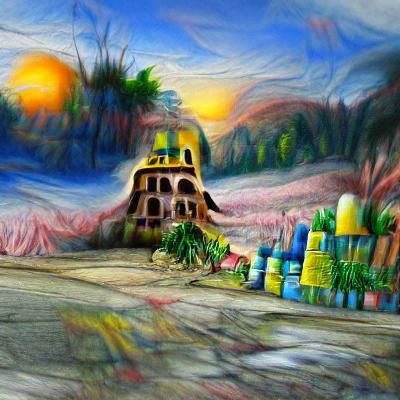 Tropical Beach Mayan Temple in Futuristic Style
