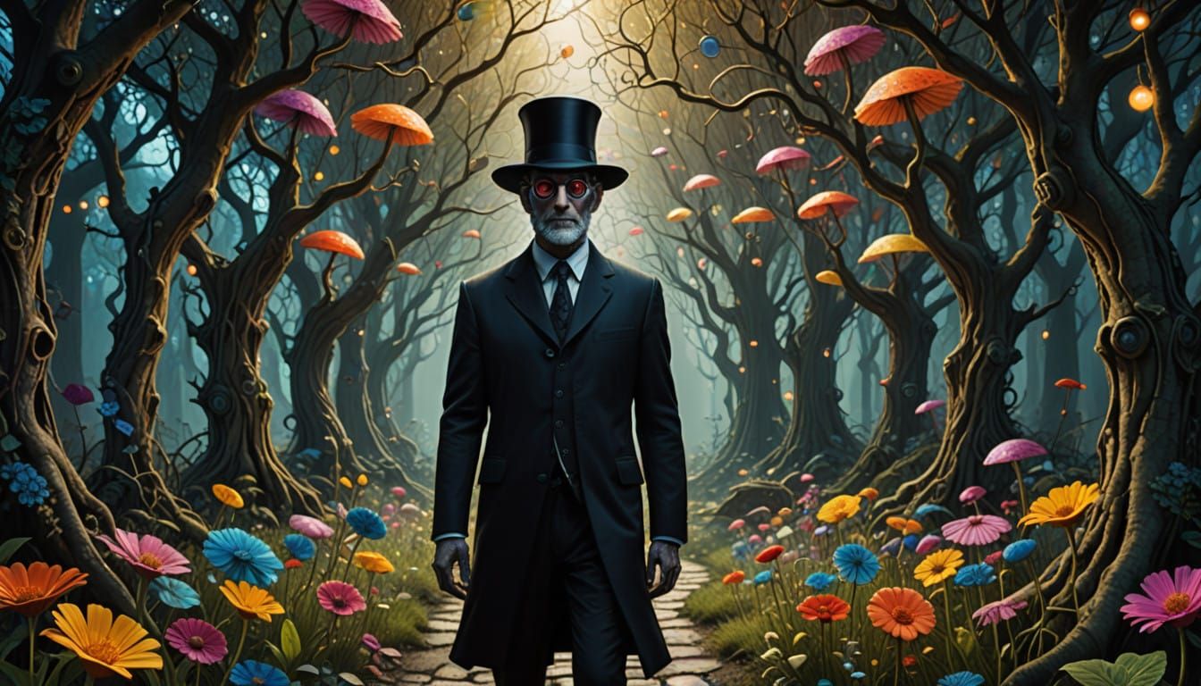 Surreal Rabbi in Whimsical Enchanted Forest