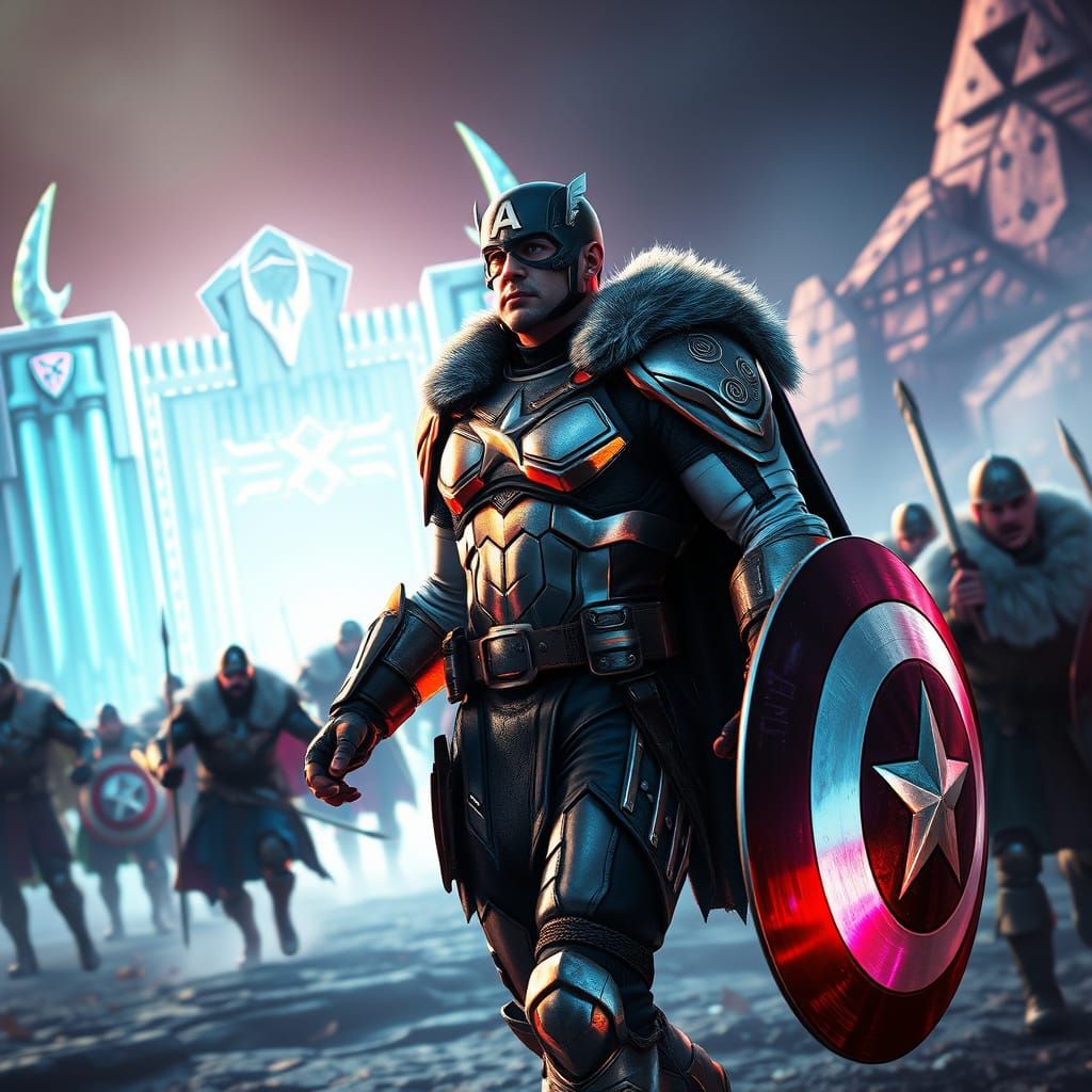 Viking Warriors Charge into Neon-Lit Alfheim in Retro-Futuri...