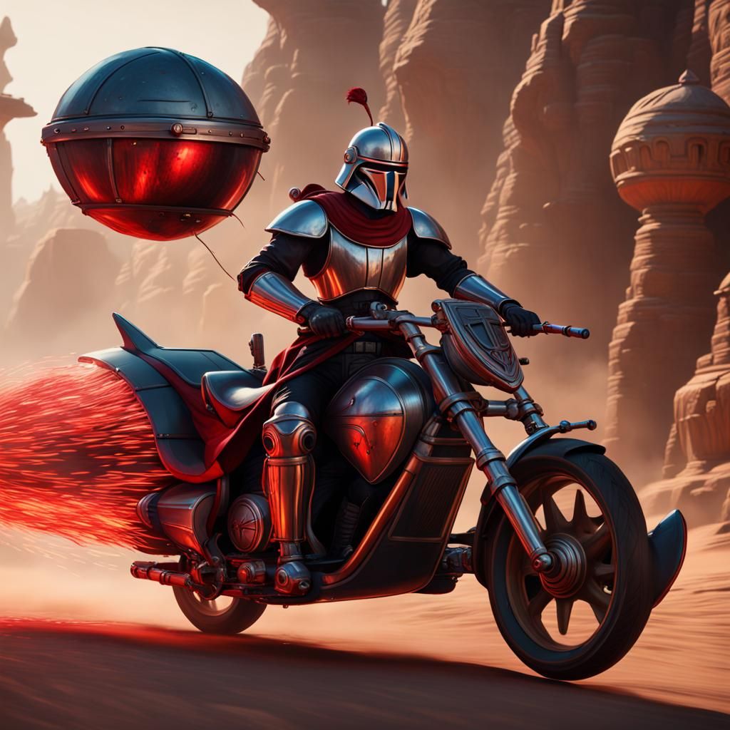 Medieval Knight on Star Wars Hover Bike