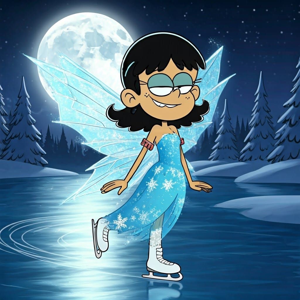 imagine Stella Zhau from The Loud House as an ice fairy, gra...