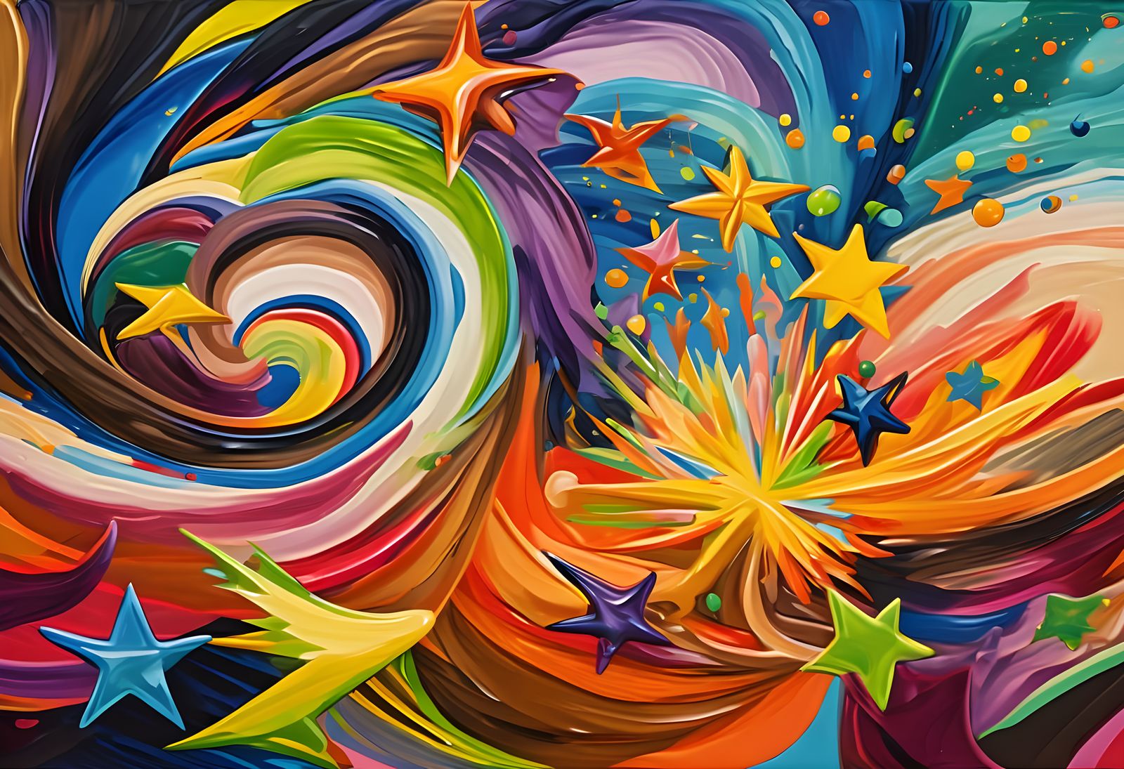 Vortex Maelstroms of Paint and Plasma with Starry Patterns