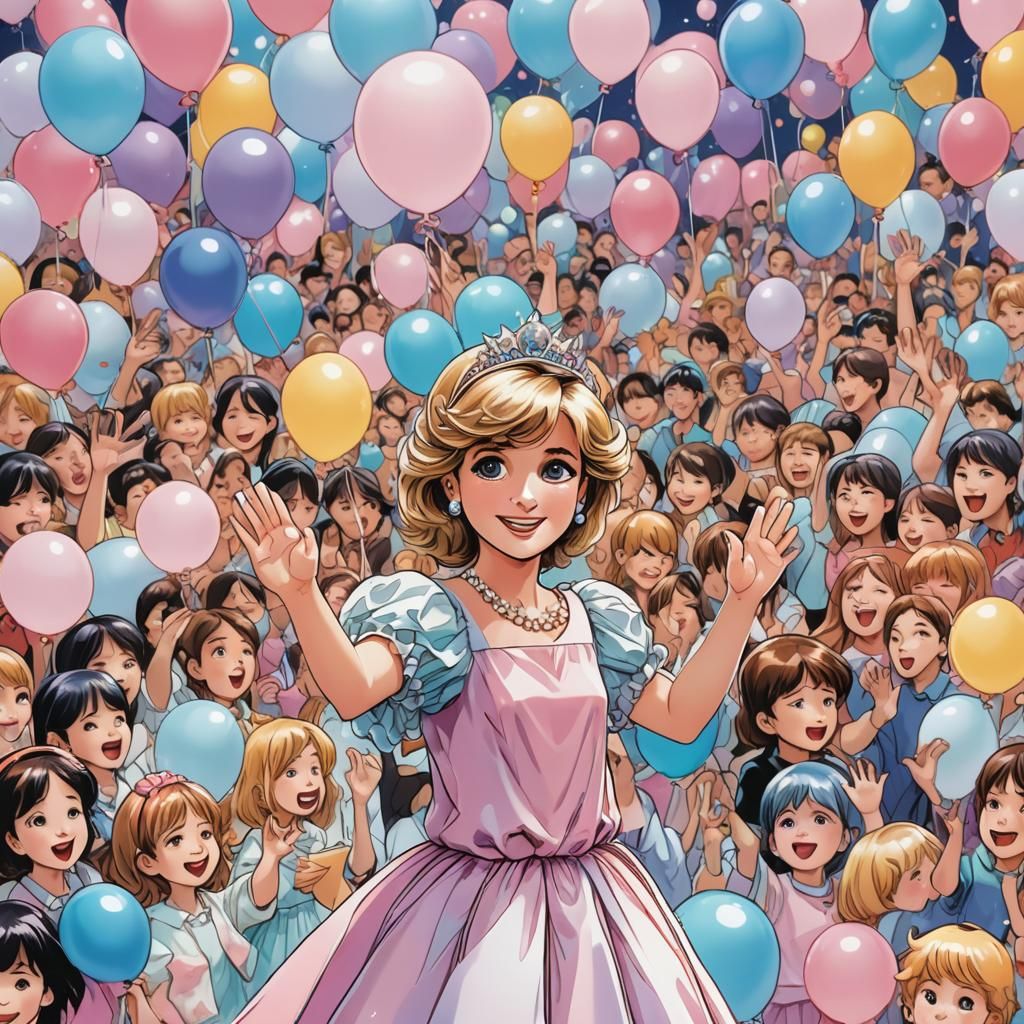 Princess Diana Manga Chibi Waving to Fans