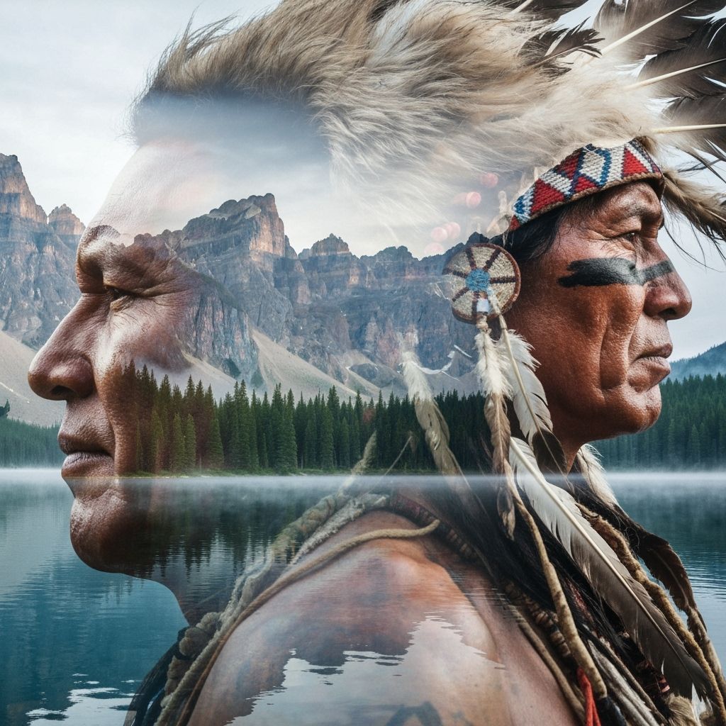 Native American Warrior in Mountain Landscape
