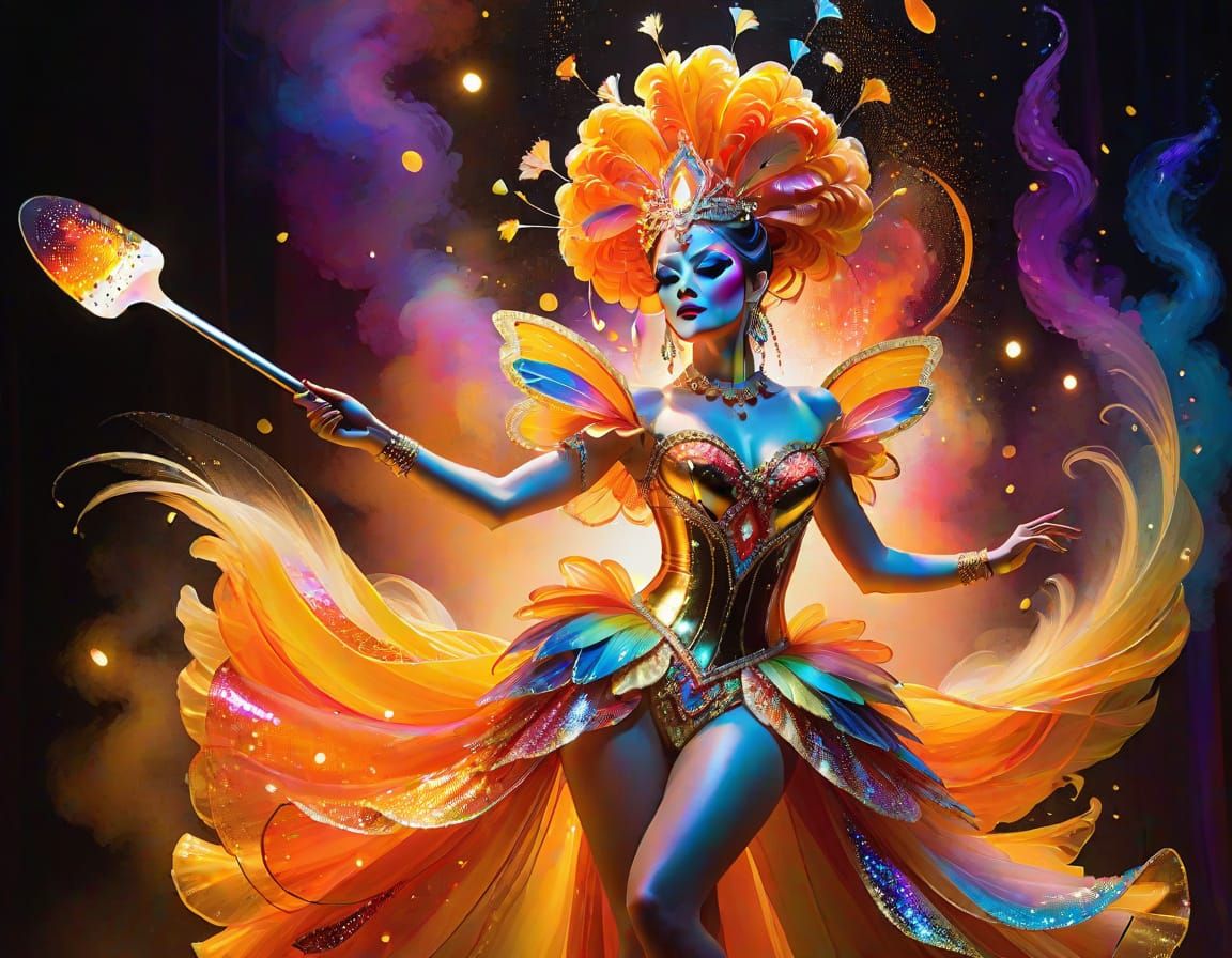 Ethereal Fantasy Performer's Dance in Acrylic Style