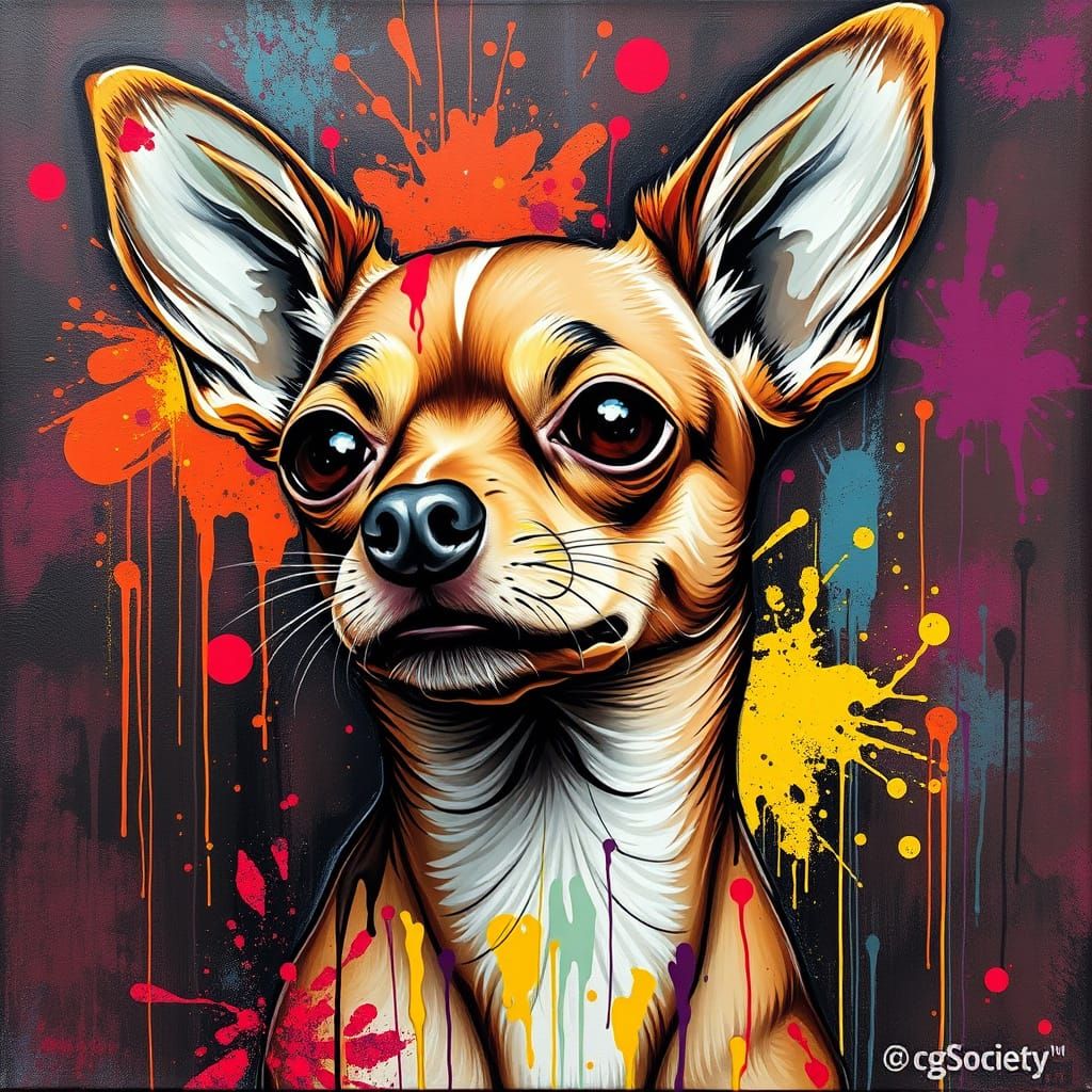 Chocolate Chihuahua in Graffiti Street Art