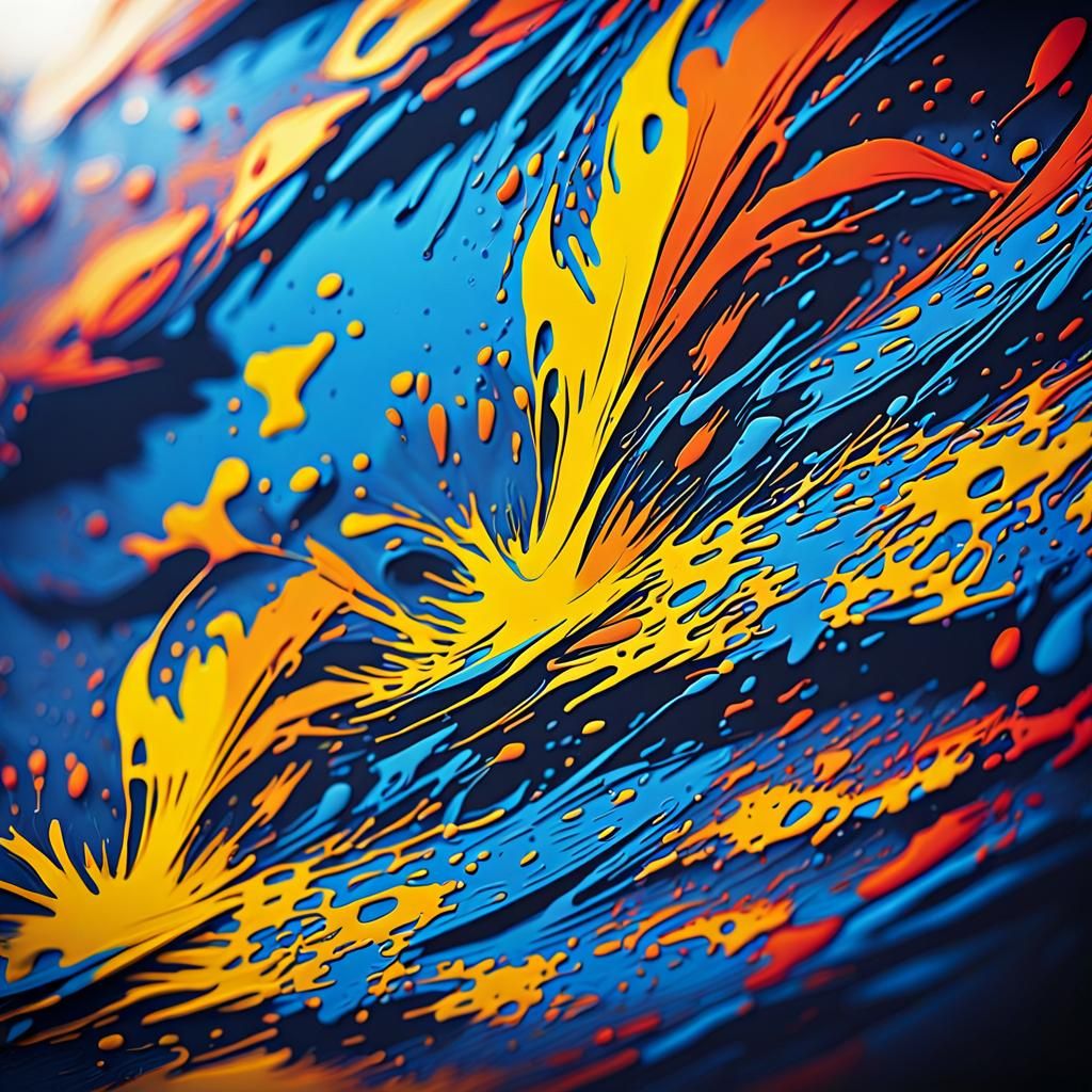 Abstract Expressionism Close-Up: Vibrant Paint Splatters