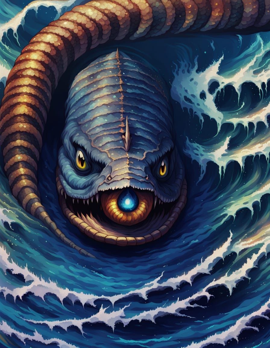 Giant Serpent Emerges From Ocean Depths In Anime Splash Art ...