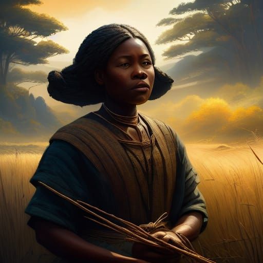 Weaving Sweetgrass Basket: Matte Painting with Warm Glow