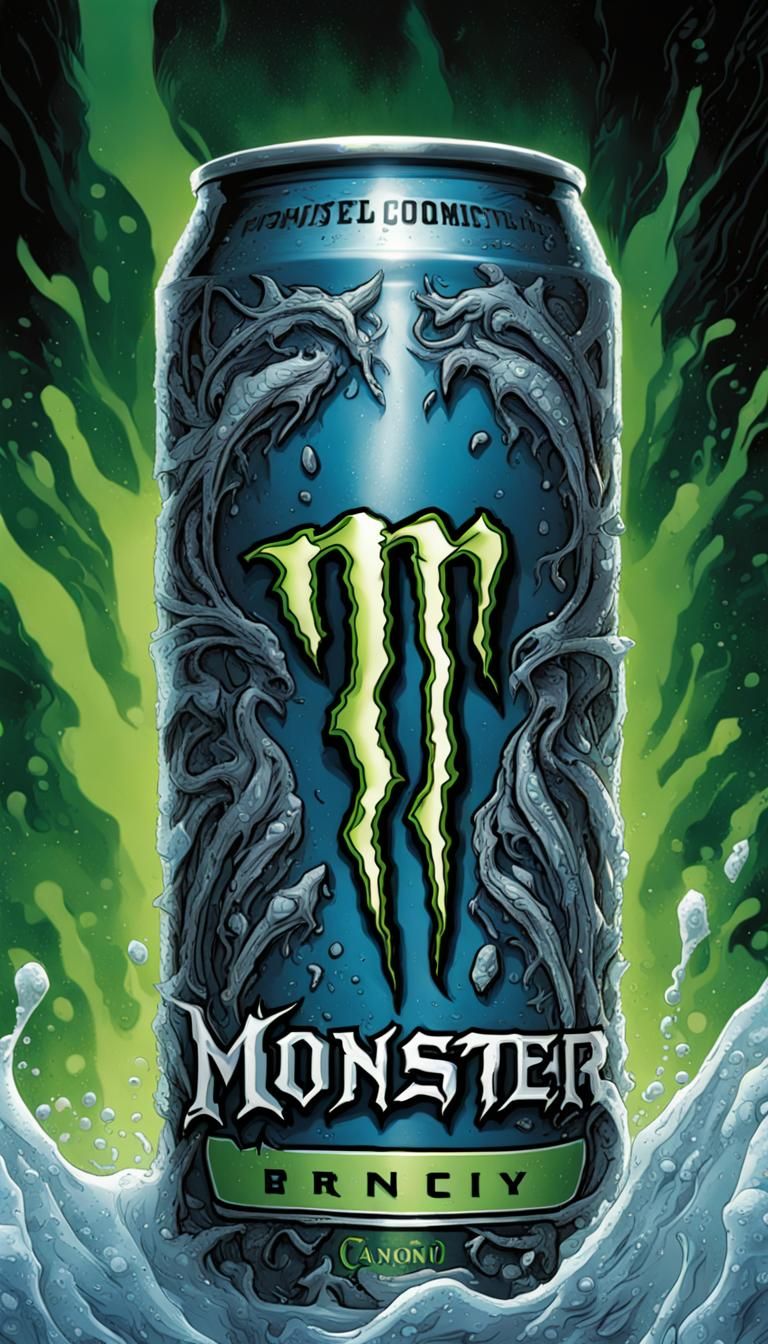 Icy Monster Energy Drink in Comic Book Style