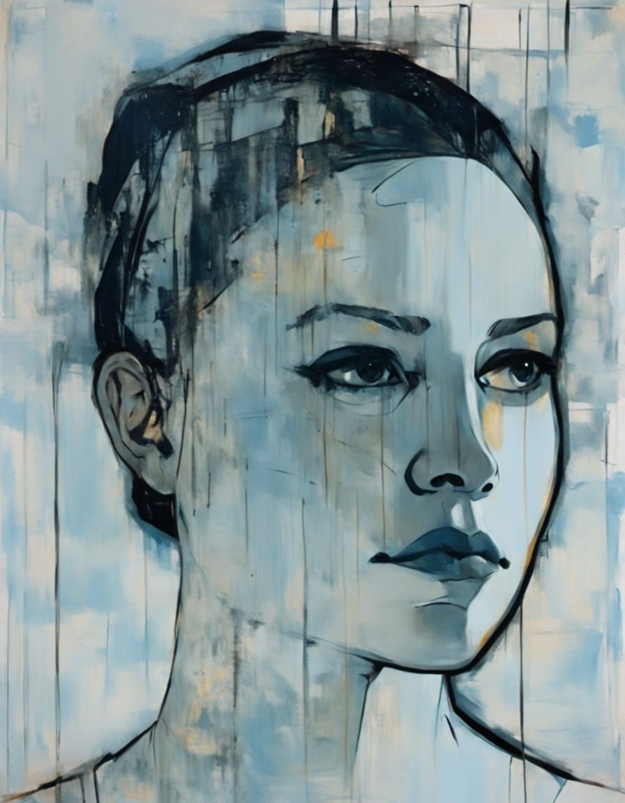 Brooding Woman in Expressionist Style