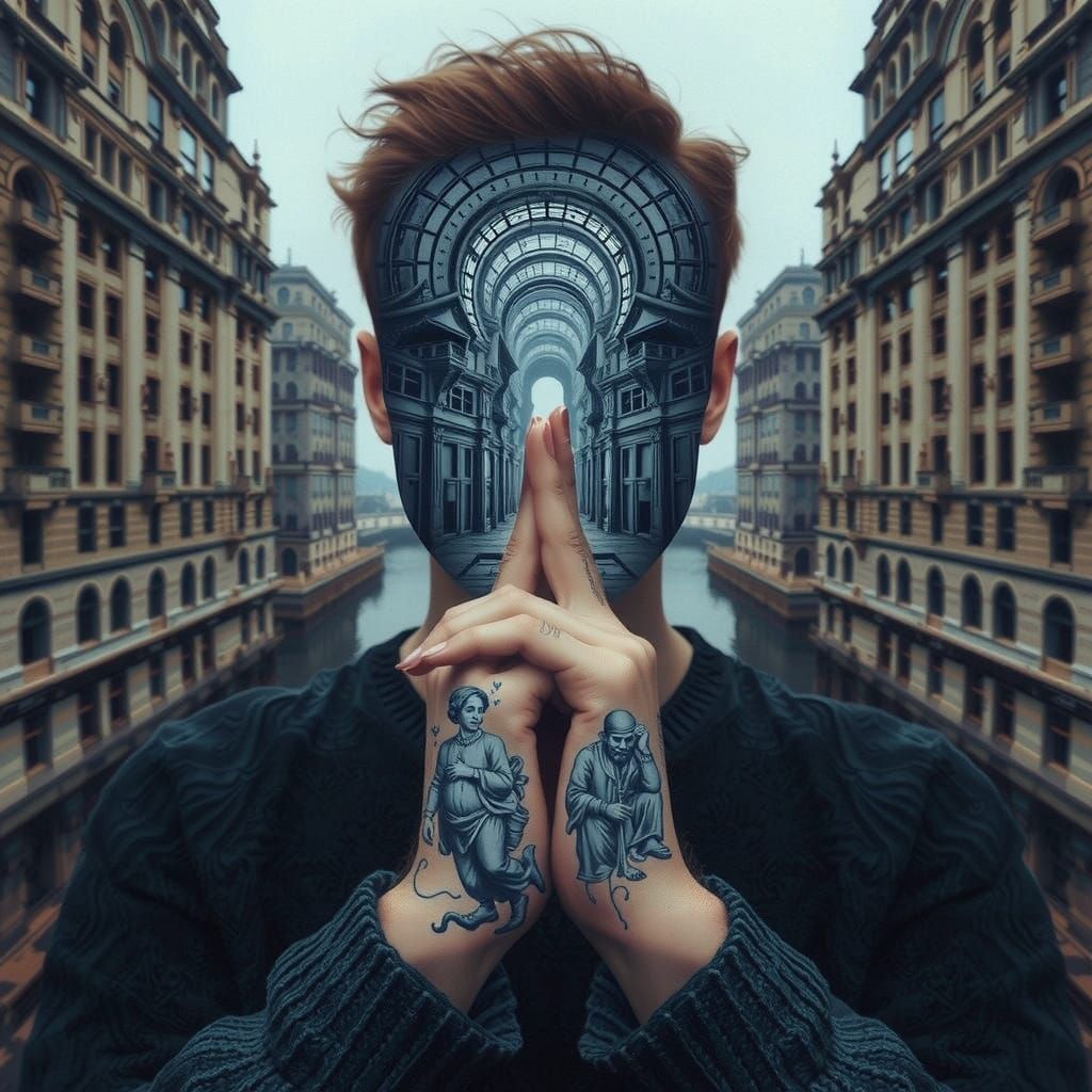 Azure Surreal Landscape in Monochrome Blue