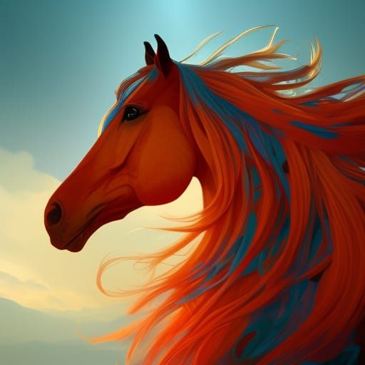 Horse with Burning Mane: Digital Concept Art