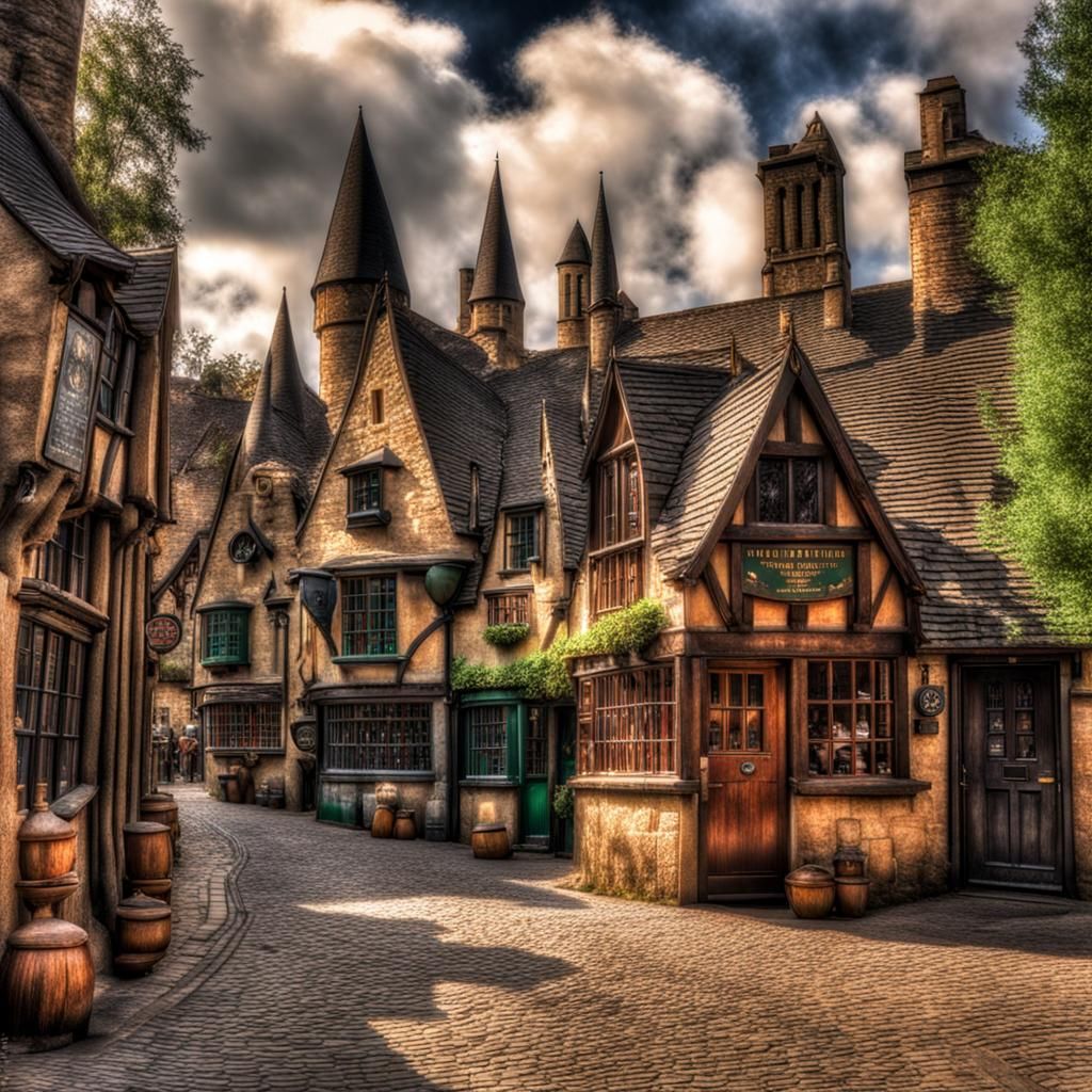 Hogsmeade Village in Hyperrealistic Style