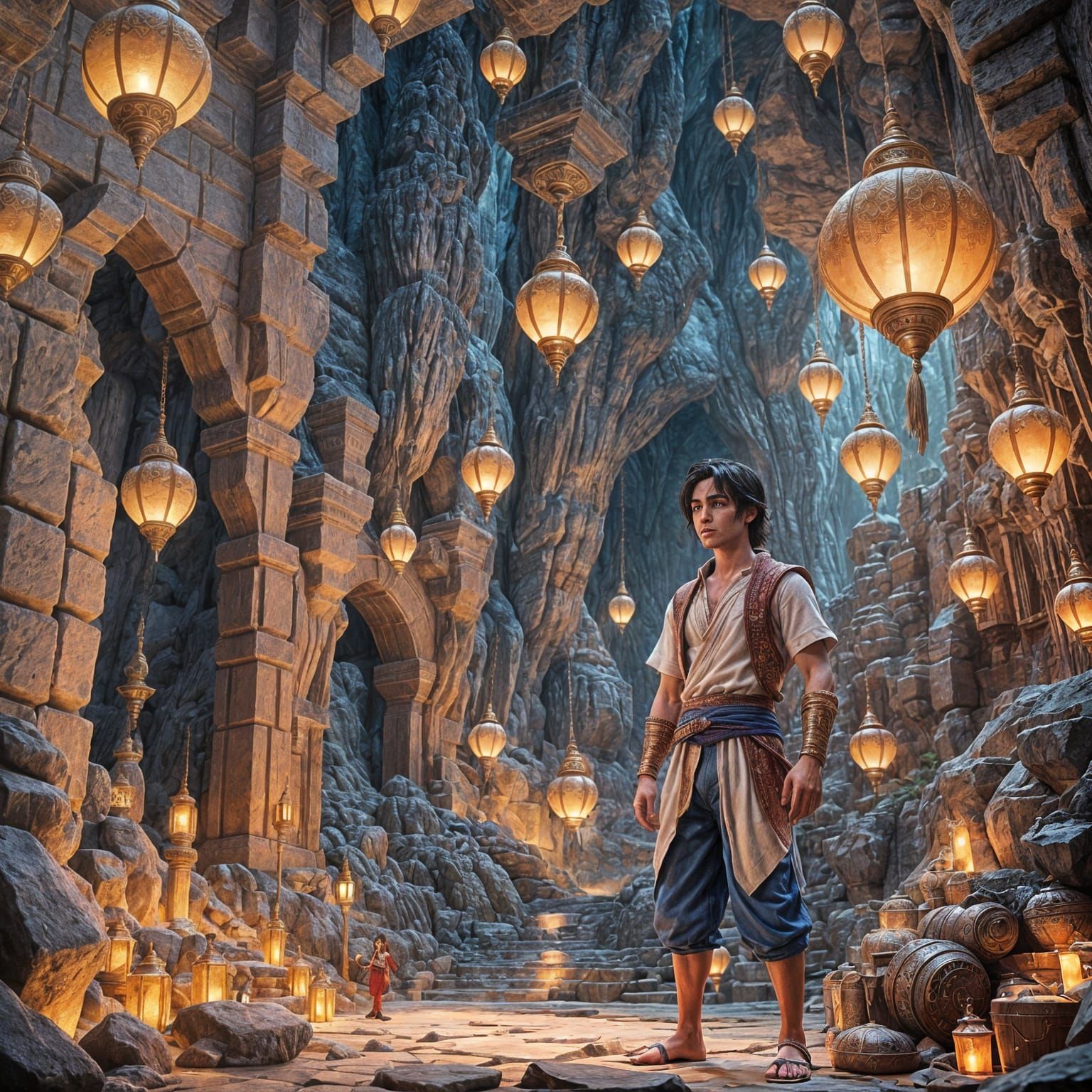 Aladdin in Cave of Wonders: 3D Anime Art
