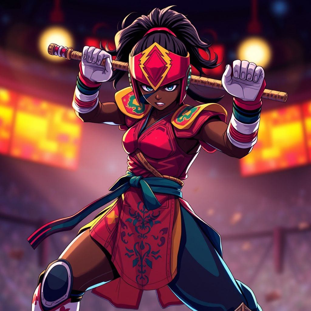 Mozambican Girl Warrior in Anime Style Tournament