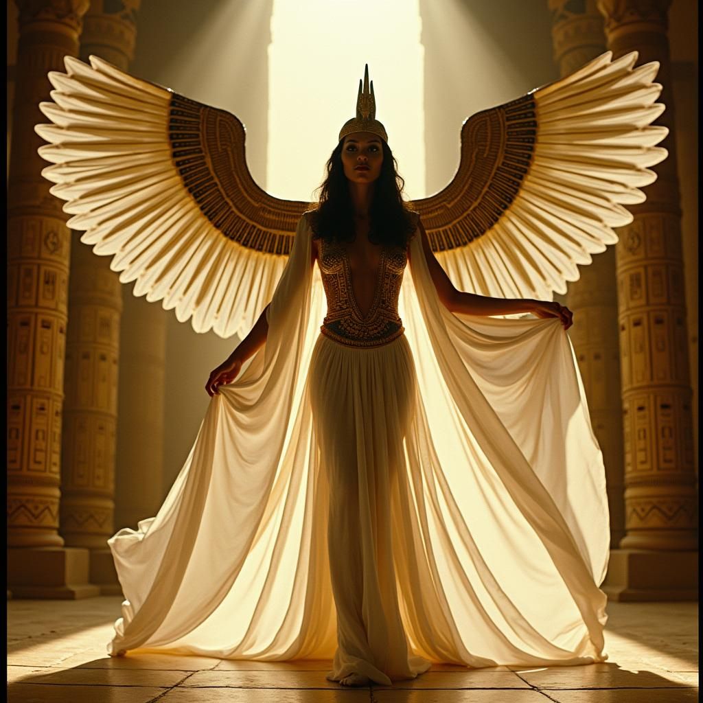 Isis Dances Before Pharaoh: Cinematic Golden Photograph