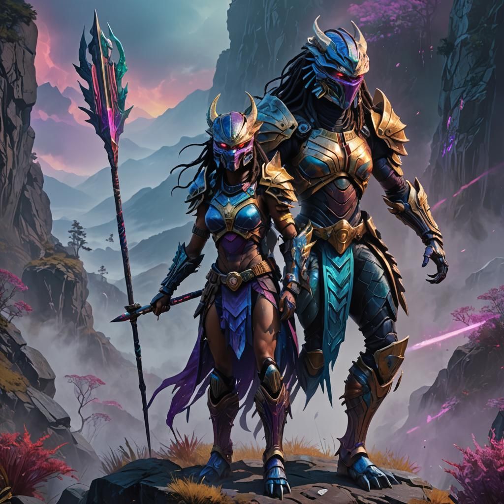 Female Yautja Predator in Bio-Inspired Armor